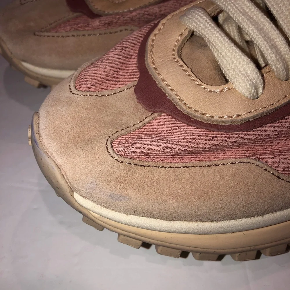 Anthropologie Blush Pink and Cream Suede Athletic Sneakers